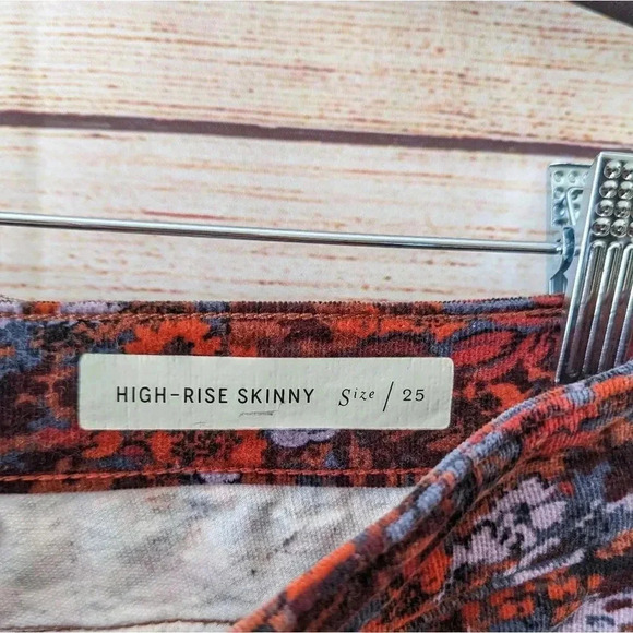 Pilcro & the Letterpress Size 25 High Rise Skinny Pants Floral Corduroy Stretchy - Picture 7 of 13